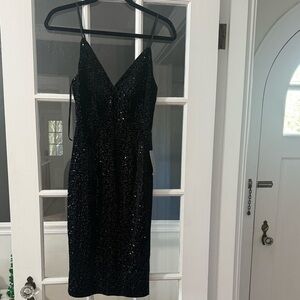 Nordstrom Black Sequin Midi Dress